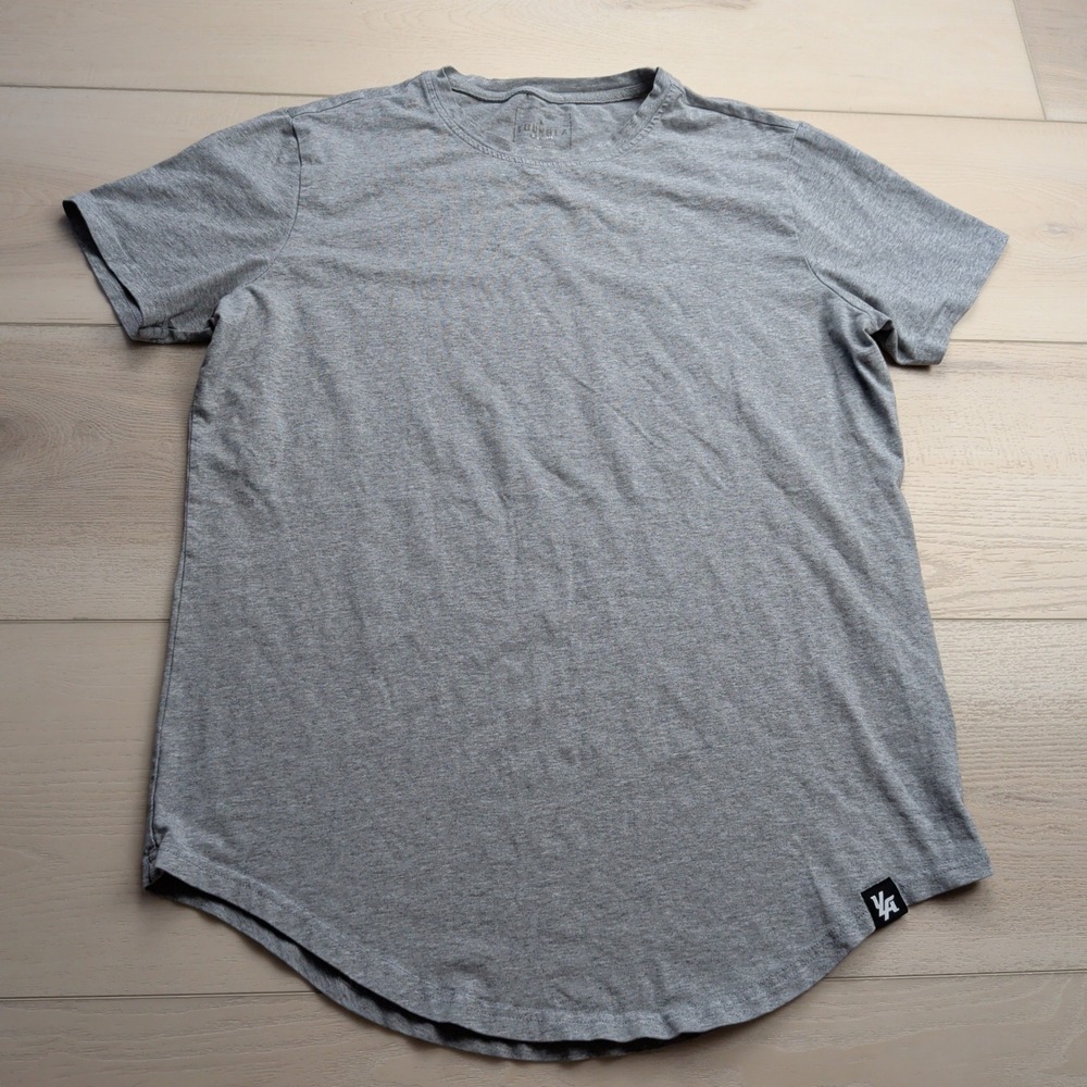 YoungLA Perfect Tee T-Shirt Mens Large Gray Scallop Hem Athletic Athleisure 402